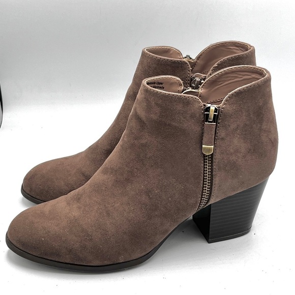Style & Co. Masrinaa Double Zip Booties Women’s 8M Faux Suede taupe brown - Picture 3 of 10